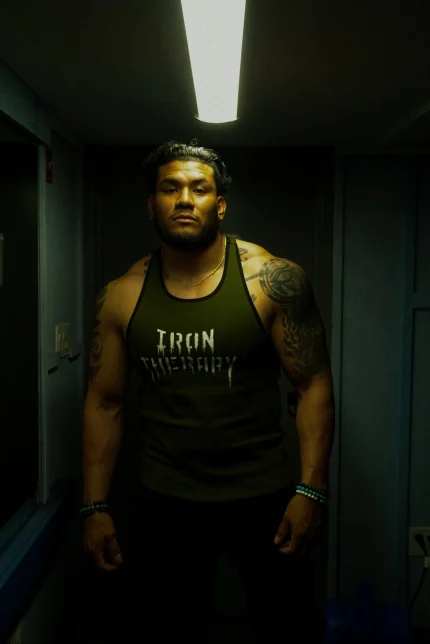Army Green Iron Therapy Heavyweight Tank Top (1)