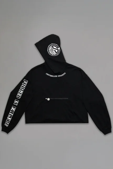 Black Ci Patched Crop Hoodie