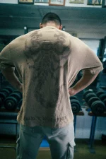Controlled Insanity Beige Scorpion Acid Wash Tee (4)