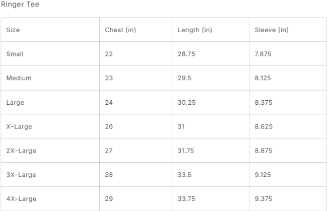 Size Guide Charts