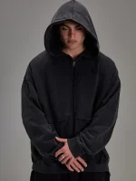 Embossed Black Heavyweight Zip up (1)