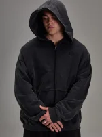 Embossed Black Heavyweight Zip up (2)