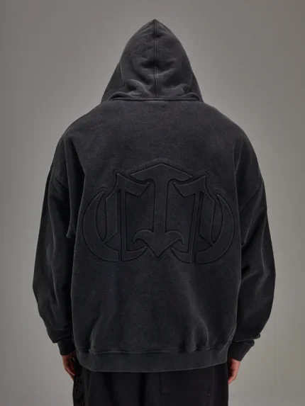 Embossed Black Heavyweight Zip up