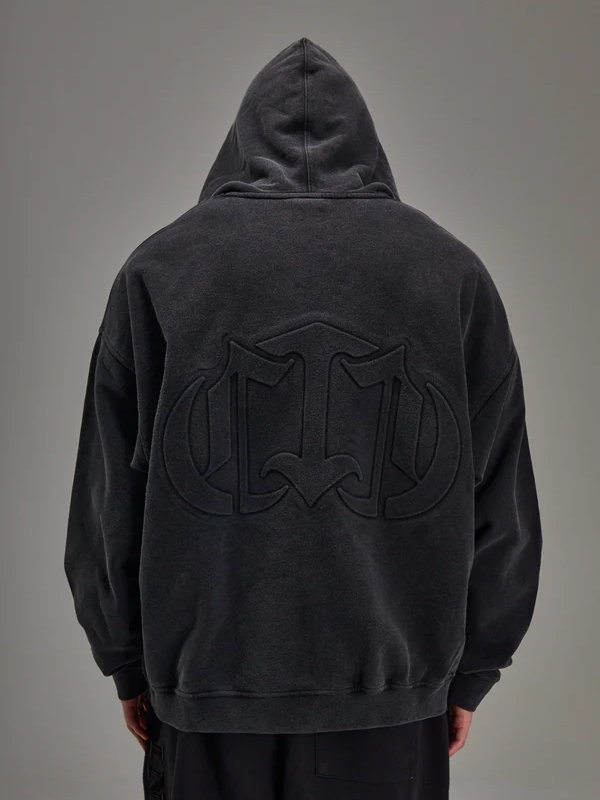 Embossed Black Heavyweight Zip up Embossed Black Heavyweight Zip up