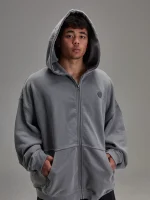 Embossed Grey Heavyweight Zip up (1)